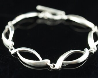 Vintage Art Deco bracelet Sterling Silver 925 chain heavy links Modern Design Deco d220