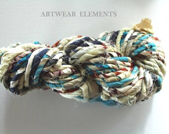 Clearance, Sari Silk Ribbon Yarn, Twisted with Chiffon, 100g, Fair Trade, Art Yarn, Bracelet Ribbon, Doubled, Artwear Elements, #TWST10