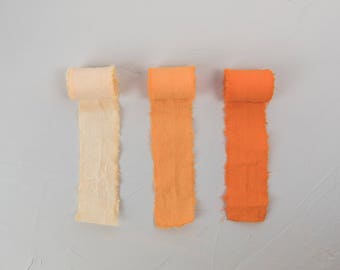 Orange Linen Hand Dyed Ribbons - Bouquet Ribbons - Styling Ribbons - Packaging Ribbons