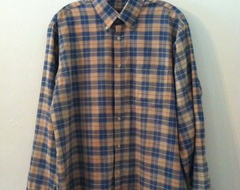 Vintage Men's Plaid Shirt | Van Heusen | Men's Collar Button Front Long Sleeve Shirt