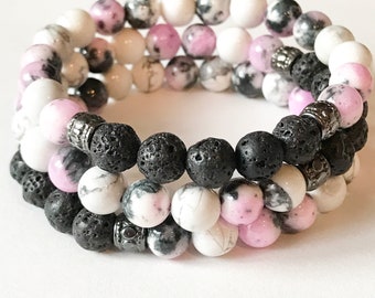Stackable, Lavender Sky Essential Oil Diffuser Bracelet, Lava Bracelet