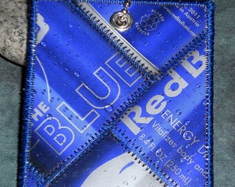 Mini Luggage Tag from Recycled Red Bull Blueberry Box Packaging