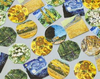 45 Pcs Van Gogh Sticker, Sunflower Sticker Flakes, Starry Starry Night Filofax Stickers, Scrapbook, Impressionism Schedule Sticker, Artist