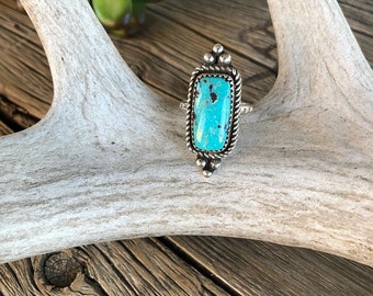 Handmade, Rustice, Sterling Silver, .925, #8 Mined Turquoise, Ring