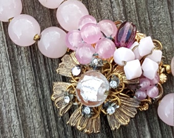 Miriam Haskell Necklace, Miriam Haskell Pink Necklace, Signed Miriam Haskell Jewelry, Frank Hess, Estate Jewelry, Vintage Jewelry