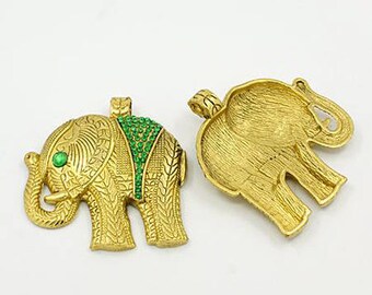 Color elephant charm antique gold, size: about 56 mm long 53 mm wide 7 mm thick, hole: 5 mm