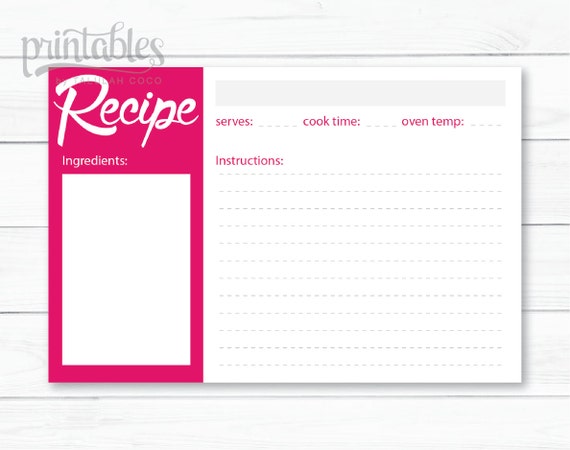 editable recipe card