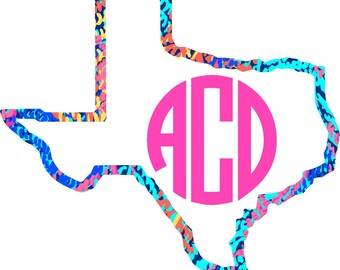 Monogram Decal, Car Monogram, Car Decal, State Outline Monogram Decal