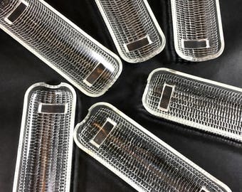 Vintage Glass Corn-on-the-Cob Severs | Holders | Cradles | Trays | Dishes SET OF SIX