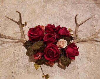 Antler wall hanging with roses