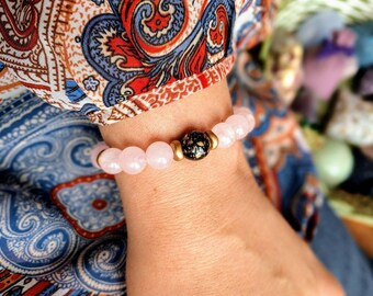 Rose quartz, Czech glass beads