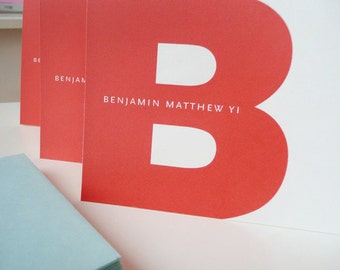 Personalized kids stationery, initial stationery, helvetica, modern stationery, custom baby gift, housewarming gift, DIGITAL FILE