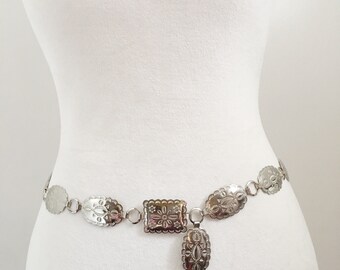 Silver vintage concho chain belt