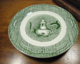 Vintage Saucer - The Old Curiosity Shop - Coffee Pot - Green and White