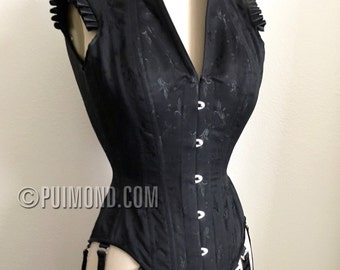 PUIMOND Black Coutil Brocade PY17 CORSET TOP Size 20 In-Stock