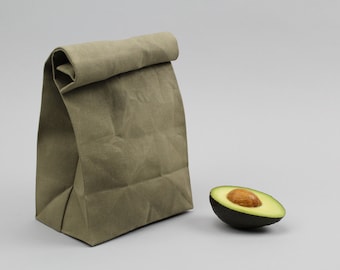 The "Brown" Bag // Moss Green WAXED Canvas Lunch Bag, an updated, eco-friendly classic