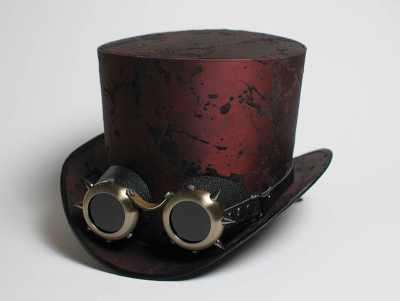 Two pcs set of steampunk top hat and goggles Two pcs set of steampunk top hat and goggles
