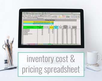 Inventory Cost & Pricing Spreadsheet - pricing template, inventory tracking, and cost of goods calculator for makers