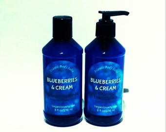Blueberries & cream set organic shampoo organic hair conditioner vegan shampoo vegan hair conditioner
