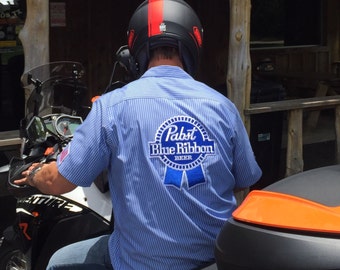 Vintage Beer Shirt, PBR Shirt, Pabst Blue Ribbon, Musician's Shirt, Work Shirt, Bowling