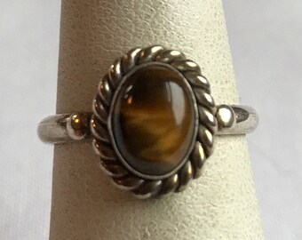 Sterling Silver Tiger's Eye Ring-Size 5 3/4