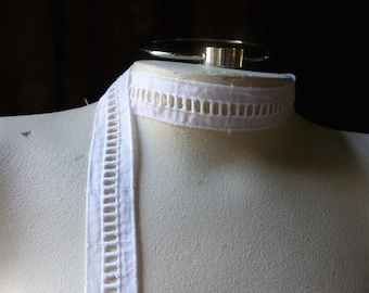 3 yds. WHITE Entredeux Lace Trim for Bridal, Heirloom Sewing, Garters, Garments, Costumes