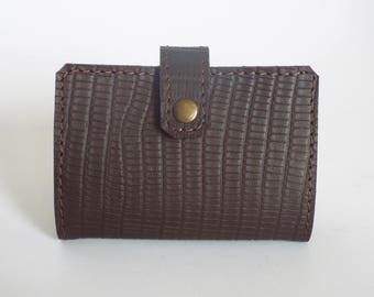 Brown leather card wallet for 20 cards. Card holder leather. Leather card case. Gift under 25.