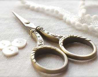 4-1/4" Larger Handle Embroidery Scissors : Sullivan's Golden Bronze Finish Heirloom Stainless Steel counted cross stitch hand embroidery