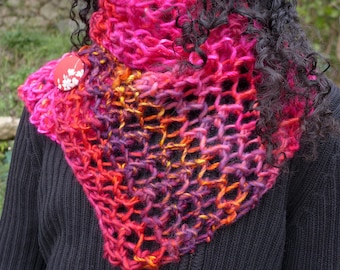 a gorgeous pink or blue trendy scarf knitted by hand