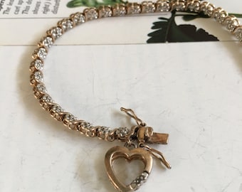 SB12 Ross Simons gold over Sterling silver " I love you " heart charm bracelet
