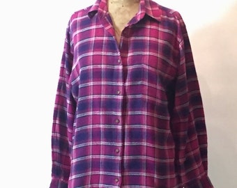 ON SALE Grunge flannel: 90s grunge flannel / vintage flannel / 90s flannel / magenta flannel / 1990s grunge / grunge revival / flannel / 199