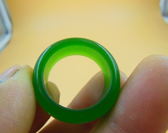 Natural green jadeite jade ring ring size US10