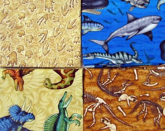 Jurassic Jungle Dinosaurs Fabric 4 Fat Quarter Bundle From Quilting Treasures 558