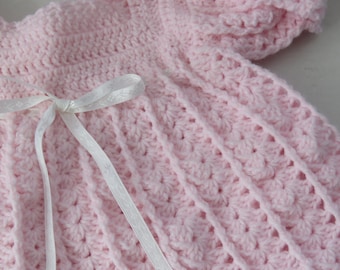 Hand Crocheted Baby Dress/Pastel Pink/6-12 Month/Baby Shower Gift