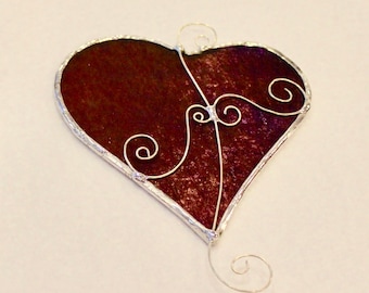 Stained Glass Heart Suncatcher - Stained Glass Suncatcher - Heart Suncatcher - Heart - Red Heart - Valentine's Day - Mother's Day - Red