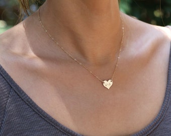 Personalized Heart Necklace - Gold filled heart necklace initial necklace / gold heart necklace // Valentines Gift for her under 30 / EP015