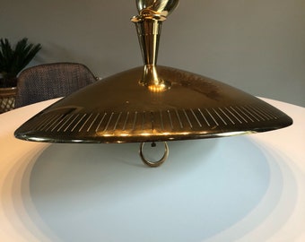 Vintage Mid Century Huge 20" Moe Lighting Flying Saucer Retractable Ceiling Fixture