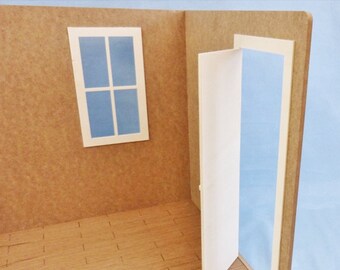 Wooden 1/6 OPEN DOOR for BJD dolls Barbie Fashion Royalty Blythe Pullip Monster High dolls diorama dollhouse furniture 1:6