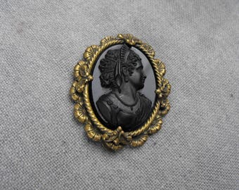 Antique Mourning Victorian Cameo Dress Clip