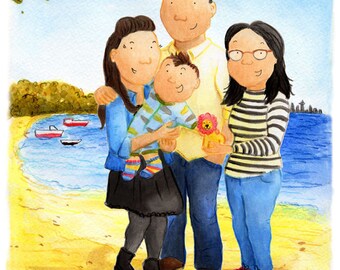 Custom Portrait Illustration, Family Portrait Illustration, Group Portrait Illustration, A5 Print
