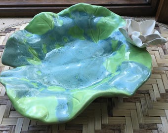 Lily Pad Serving Bowl White Lotus Sculpture