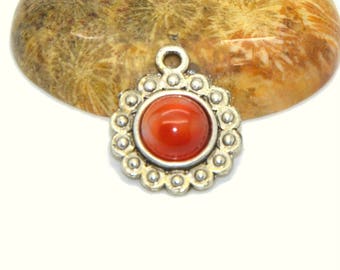 2 Cabochons 08mm agate firebrick