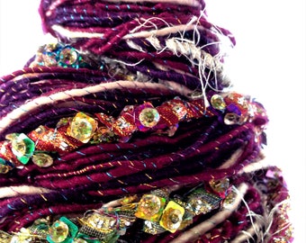 Hand Spun Art Yarn. Knitting Crochet Weaving Wool Fibre