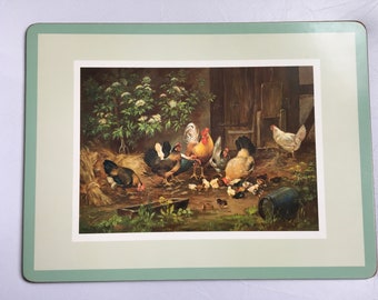 Placemats farm, rooster and hens