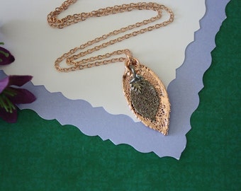 Double Rose Leaf Necklace, Rose Leaf Necklace, Double Leaves, Rose Gold Leaf, Platinum Leaf, Real Leaf, DLC116