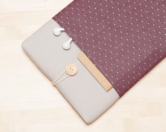 iPad Pro 12.9 sleeve, iPad Pro 12.9 cover, 12.9 inch iPad Pro case, iPad Pro cover - Red dots in grey