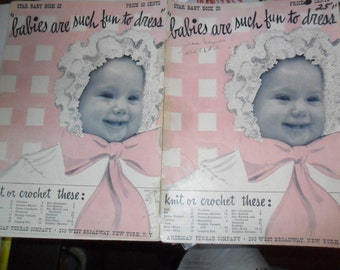 Antique knitting and crocheting Baby outfit patterns by Royal Society and Star book