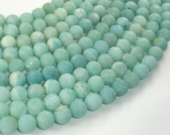 Matte Amazonite Beads, Round, 8mm (8.6mm), 15 Inch, Full strand, Approx 45 beads, Full strand, Hole 1mm (111054034)
