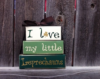 St Patrick's day wood blocks--I love my little Leprechauns