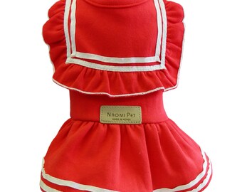 School Look One-Piece Skirt Dress - Red